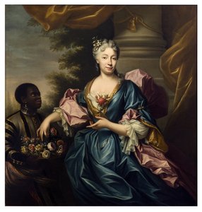 Portret van dame met bediende door Domenico Parodi
