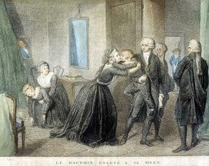 De ontvoering van de dauphin Louis van zijn moeder Marie Antoinette (in hun Tempelgevangenis), 1 juli door Domenico Pellegrini