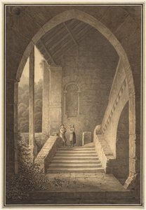 Buiten Trap van een Gotische Ruïne Treppenaufgang einer gotischen Ruine, 1830 door Domenico Quaglio