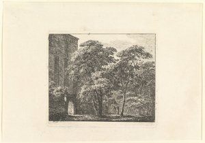 Gotische architectuur in een landschap, ca. 1807 door Domenico Quaglio II