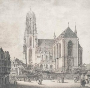 Litho - Frankfurt - Keizerlijke Dom - Quaglio - 1819 door Domenico Quaglio the Younger