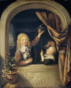 Kinderen met een muizenval door Domenicus van Tol