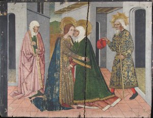 De Visitatie Paneel van het Sint-Jansretabel, 15e eeuw door Domingo Ram