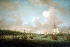 Zevenjarige Oorlog (1756-1763): Verovering van Havana (Cuba) 1762, landing van de kanonnen en reserves op 30 juni door Dominic Serres
