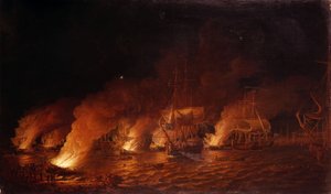 Zevenjarige Oorlog (1756-1763): Franse oorlogsschepen vallen de Britse vloot aan bij Quebec City (Canada) 