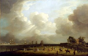 De aankomst van prinses Charlotte in Harwich, september 1761 door Dominic Serres