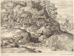 Landschap met een molen, ca. 1650 door Dominique Barriere