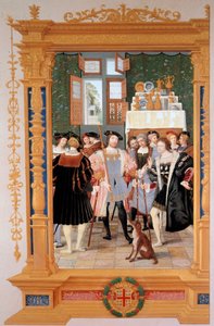 Etienne Leblanc presenteert aan Anne de Montmorency zijn vertaling van de redevoering van Cicero (1531) door Dominique Henri Guifard