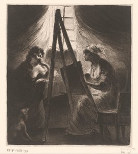 Elisabeth Vigée-Le Brun een vrouw portretterend
