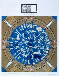 Astrologisch planisfeer van de dierenriem van Dendarah, van het plafond van de kapel in de Tempel van Hathor, Dendarah, Egypte