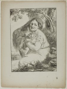 Cupido en een jonge vrouw