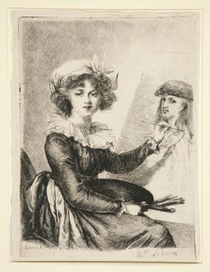 Louise-Elisabeth Vigée-Lebrun, (Mlle Lebrun) naar, en in omgekeerde richting van, het zelfportret van 1790 in de Uffizzi