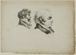 Profielportret van de drukkers Brunet en Lasteyrie