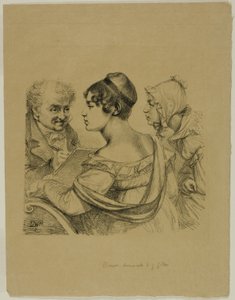 Zelfportret met twee jonge dames
