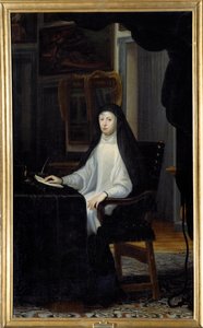 Portret van koningin Maria Anna van Oostenrijk in weduwe (1634 - 1696). Schilderij door Juan Carreño De Miranda (1614-1685) door Don Juan Carreno de Miranda