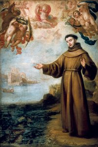De prediking van Sint Antonius van Padua, schilderij door Juan Carreno de Mirando door Don Juan Carreno de Miranda