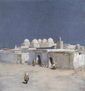 De Moskee van Zwaarden in Kairouan (kleur litho)