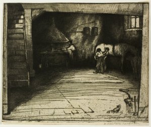 Smederij met het witte paard door Donald Shaw MacLaughlan