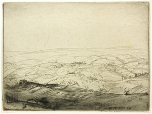 Schets van de muren van San Gimignano door Donald Shaw MacLaughlan