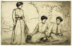 Drie meisjes door Donald Shaw MacLaughlan