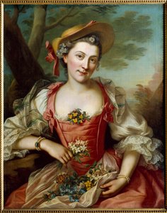 Portret van vrouw door Donat Nonotte