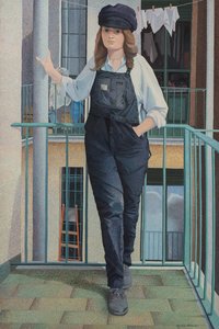 Monica op het balkon door Donatella Merlo