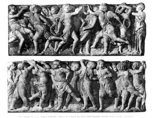 Dansende Putti Paneel, van de Cantoria, van de Zanggalerij van de Duomo (marmer)
