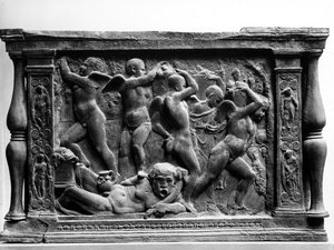 Putti Bacchanaal, paneel van de basis van 