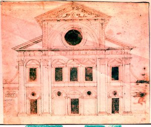 Ontwerp voor de gevel van een kerk door Donato Bramante
