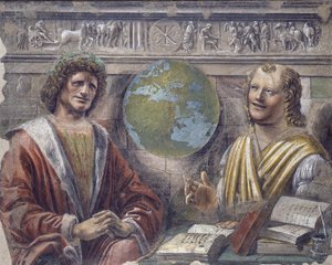 Heraclitus en Democritus (detail)
