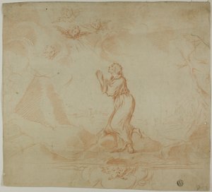 Vrouw in extase en Putti door Donato Creti