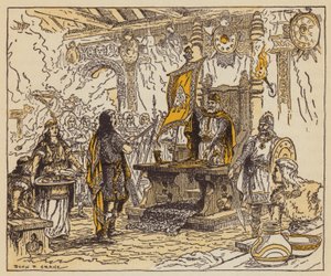 De koning beloont Beowulf door Donn P. Crane
