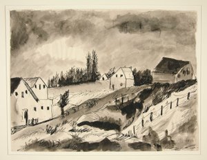 Landschap met huizen