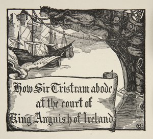 Hoe Tristram verbleef aan het hof van koning Anguish van Ierland, illustratie uit 