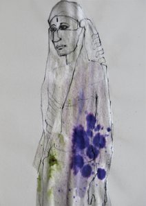 Kleurrijk inktportret door Doris Schmitz
