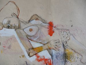 Expressief liggend naakt