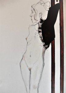 Peinzend naaktprofiel door Doris Schmitz