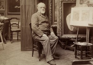 Portret van een Schilder in zijn Atelier door Dornac