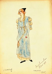 Kostuumschets voor Marguerite voor de uitvoering van Faust door Dorothy Carleton Smyth