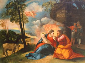 Geboorte van Jezus, circa 1512-1513 door Dosso Dossi