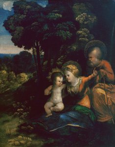 Rust tijdens de vlucht naar Egypte, door Dosso Dossi, in de Uffizi Galerij in Florence