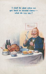 Het einde van de rantsoenering inbeelden (kleurenlitho)
