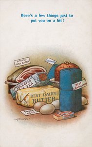 Rantsoenen in oorlogstijd (kleurenlitho)