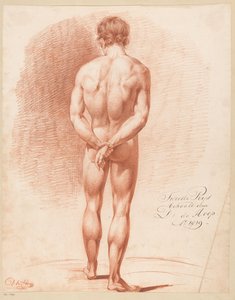 Staand mannelijk naakt, op de rug gezien (2e prijs 1819)