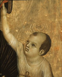 Crevole Madonna: Detail van het Kind door Duccio di Buoninsegna