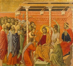 Kroning met doornen (detail) door Duccio di Buoninsegna