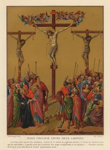 Kruisiging van Jezus Christus (chromolitho) door Duccio di Buoninsegna