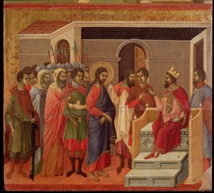 Jezus voor Herodes. Maesta altaarstuk door Duccio di Buoninsegna