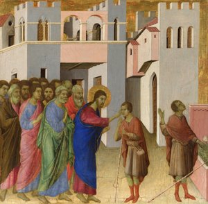 De genezing van een blindgeboren man door Duccio di Buoninsegna