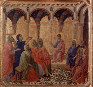 Leven van Jezus: de twist met de doktoren (detail van de Maestà) door Duccio di Buoninsegna